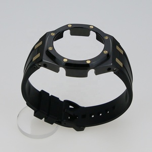 Boîtier en acier inoxydable 316L de kit de mod de couleur noire d'IP GA2100 avec la vis d'or de bracelet de montre de silicone pour le boîtier de montre GA-<span class=keywords><strong>2100</strong></span> - Product Image 2