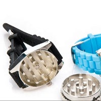 Métal élégant hommes montre-bracelet tabac broyeur en gros créatif 2 en 1 herbe broyeur montres pour hommes et femmes