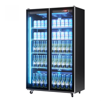 Réfrigérateur commercial pour boissons gazeuses avec éclairage LED, vitrine réfrigérée en acier inoxydable pour vin et bière