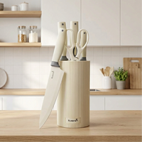 Ensemble de couteaux de cuisine Kuisine 6 pièces, bloc à couteaux en acier inoxydable à haute teneur en carbone, lame ultra-affûtée, PP ambidextre, couteau de chef écologique