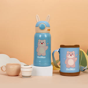 थर्मस स्ट्रॉ बोतल 316 स्टेनलेस स्टील प्यारा कार्टून खरगोश का पट्टा चाय बच्चों की केतली थोक पोर्टेबल पर्यावरण अनुकूल पीसी - Product Image 3