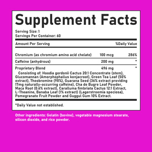 Cápsulas Quemagrasas y Supresoras del Apetito OEM ODM con Cromo que Acelera el Metabolismo y Aumenta la Saciedad - Product Image 2