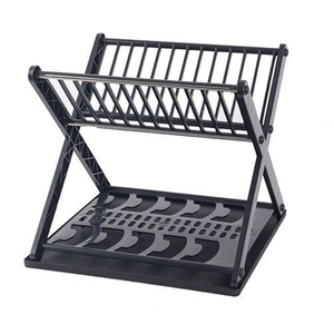 Escurridor de platos de plástico de 2 niveles, escurridor de cubiertos, soportes de almacenamiento, escurridor de platos con escurridor para mostrador de cocina - Product Image 6