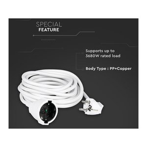 Cable de Extensión Eléctrico Lineal con Enchufe y Tomacorriente Schuko de 16A, 10 Metros de Largo, para Exteriores, para Electrodomésticos, SKU-8780 - Product Image 3