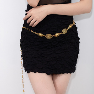 Chaîne de taille argentée à maillons circulaires, ceinture métallique grunge, extension réglable pour femme, accessoire de jupe quotidien Y2K, vente en gros - Product Image 1