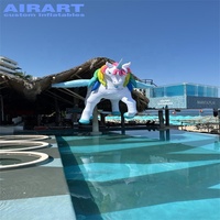 Mascotte gonflable licorne de dessin animé pour décoration de fête de piscine, ornements gonflables licorne cheval en forme de ballon