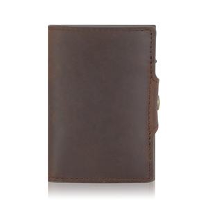 TILONSTAR TC106 Smart RFID Blocking <b>Wallet</b> Carry <b>Cash</b> Coin Slots Aluminum Credit Pop Up Leather Card Holder for Men's - Product Image 4