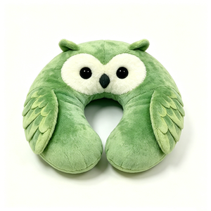 Almohada de cuello en forma de U con forma de animal personalizable, almohada de cuello de felpa con forma de búho, linda almohada de cuello de búho para viajar - Product Image 1
