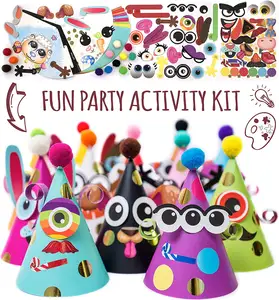 아이들을위한 반짝이는 정원 파티 모자 부활절 예술 공예 재미있는 생일 활동 키트 스티커 동물 테마 파티 호의 장식