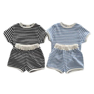 Neues Sommer-Streifenoutfit aus Reiner Baumwolle für Jungen Kurzärmeliges T-Shirt und Shorts Zweiteiliges <span class=keywords><strong>Set</strong></span> - Product Image 5