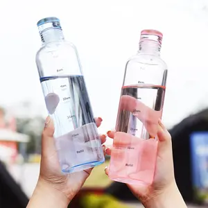 Leak Proof Reusable BPA Free Time Marker Reminder Borosilicate Glass Mineral Water Bottle