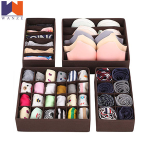 Dụng Cụ Sắp Xếp Đồ Lót Tủ Quần Áo Bằng Vải Không Dệt Gấp Gọn Gia Dụng Bộ Chia Ngăn Kéo Nhà Cung Cấp 4 Bộ Hộp Đựng Áo Ngực Cho Đồ Lót - Product Image 1