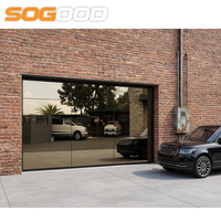 Porte de garage moderne sans cadre, résistante aux ouragans, avec isolation thermique et verre trempé pour villas