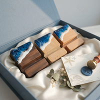 Support de téléphone en bois haut de gamme, résine océanique 3D, bambou massif, moderne et élégant, support de bureau pour smartphone, promotionnel pour entreprises