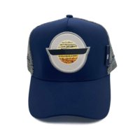 Casquettes de camionneur Deep Fit avec logo personnalisé, 5 panneaux, insigne de broderie 3D, casquettes de sport à rayures latérales, chapeaux de camionneur en maille