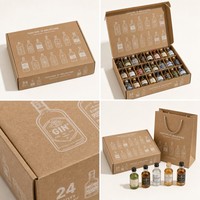 Boîte cadeau en carton kraft ondulé personnalisée pour dégustation de spiritueux, emballage papier pour kit d'échantillons de 24 mini-bouteilles, vente en gros
