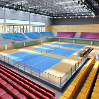 Revêtement de sol sportif en PVC adhésif moderne pour salle de sport, rouleau de parquet, design graphique 3D personnalisé, résistant à l'usure, antidérapant pour studio de danse