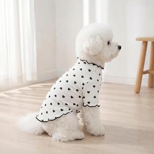 Chemise à manches longues extensible à volants et imprimé cœur pour Chihuahua Schnauzer <span class=keywords><strong>Shih</strong></span> <span class=keywords><strong>Tzu</strong></span> Yorkie - Product Image 3