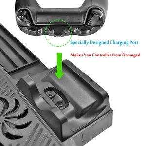 Ventilador enfriador de soporte de refrigeración vertical para Xbox One <span class=keywords><strong>X</strong></span>, cargador de controlador con 2 puertos HUB y estante de almacenamiento de discos <span class=keywords><strong>Base</strong></span> de carga One <span class=keywords><strong>X</strong></span> - Product Image 4