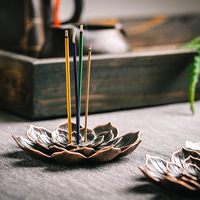 Porta Incienso de Loto Desmontable y Portátil para Decoración del Hogar, Elegante, de Aleación de Zinc y Latón, para Meditación o Yoga