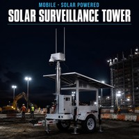 Tour d'éclairage de sécurité portable à énergie solaire avec lumières LED rotatives et CCTV intégré, tour mobile hors réseau