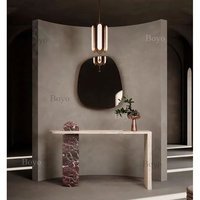 Table de console d'entrée de luxe en marbre violet Rosso Levento, design Sphere Base Design