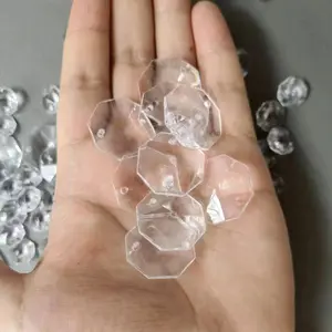 14mm Plastic Lamp Prism Chandelier Chain Part 2 Hole Diy Acrylic Octagon Beads Ornament Plastic Beads For Jewelry Making