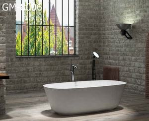 Baignoire autoportante en pierre à surface solide au design classique américain moderne avec fonction de trempage et accessoire d'égouttage pour salles de bain - Product Image 5