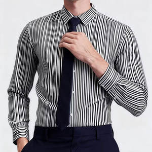 Chemise de costume pour <span class=keywords><strong>homme</strong></span>, coupe ajustée, coton noir, manches longues, col classique, chemise de printemps pour le vendredi décontracté et les tenues de villégiature - Product Image 3