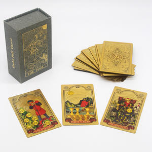Cartes <span class=keywords><strong>de</strong></span> tarot en feuille d'or 12*7cm, imperméables, en PVC, impression plastique, <span class=keywords><strong>jeu</strong></span> <span class=keywords><strong>de</strong></span> divination <span class=keywords><strong>de</strong></span> tarot, vente chaude - Product Image 1