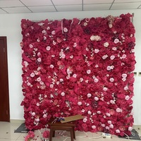8ft x 8ft Bloemenwand van stof, oprolbare gordijnbloemenwand voor bruiloften en feesten