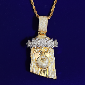 Pendentif en diamant Moissanite glacé Pendentif Jésus Hip Hop Pendentif homme Jésus plaqué or Argent sterling 925 - Product Image 1