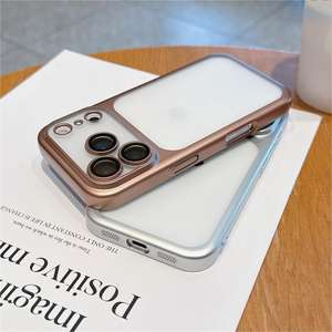 Placcatura smerigliata armatura traslucida <span class=keywords><strong>arancione</strong></span> custodia per telefono per <span class=keywords><strong>iPhone</strong></span> 17 Air 16 15 Pro Max <span class=keywords><strong>Cover</strong></span> rigida antiurto - Product Image 6