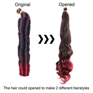 Extensions de Cheveux Synthétiques 150g, Style Vague Ample, Tresses Crochet <span class=keywords><strong>Boucles</strong></span> Spirales, Tresses Françaises Bouclées - Product Image 4