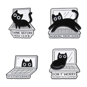 Criativo Engraçado Black Cat Zinc Alloy Broche Personalidade Texto <span class=keywords><strong>Coffee</strong></span> Cup Estilo Badge Vestuário Bag Acessórios Gift Party - Product Image 6
