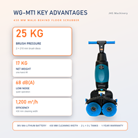 Mesin Pencuci Lantai WG-MT1 430mm 1200m²/jam 25kg Tekanan Sikat Ganda 210mm Sikat 36V 8Ah Lithium Tangki 2L+3L 68dB 17kg Gudang