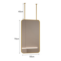 Plafond en acier inoxydable étanche salle de bain maquillage Rectangle suspendu détection hôtel miroir à LED