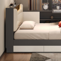 Lit Tatami Doux pour Chambre Parentale, Lit Double Haut de Gamme avec Rangement, Table de Chevet Multifonctionnelle, Revêtement en Cuir Écologique