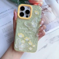 Coque de téléphone transparente avec décoration papillon pour femmes, protection arrière pour iPhone 11 12 15 16 17 Pro Max et pour Samsung