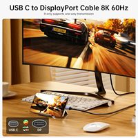 Kabel Biaze USB C ke DP1.4 8K60Hz 4K240Hz Thunderbolt 4/3 Jaket PVC MacBook Pro/Air