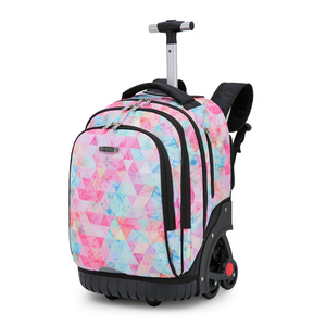 <b>Student</b> <b>Backpack</b> 18 In With Trolley Handle Multiple Pockets For School Education Unisex Geometric Patterns - Product Image 3