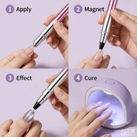 Stylo Magnétique Portable 7-en-1 Effet Œil de Chat pour Vernis à Ongles, Gel UV LED Monophase, Vernis Semi-Permanent pour Nail Art à Domicile et Professionnel