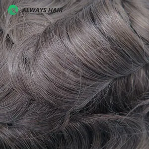Accept Customized Human Hair Men Toupee Hand Made Thickness PU Hair Patch for Men India Hair