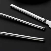 Ensemble de couverts modernes en acier inoxydable à poignée ronde, plaqué argent, 4 pièces, fourchettes et cuillères, fournitures hôtelières