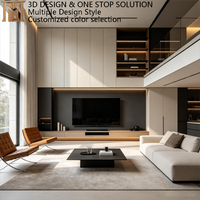 Mueble de TV Láser Moderno y de Lujo para Proyector de Ultra Corta Distancia con Retroiluminación LED y Consola Flotante Minimalista para Villa