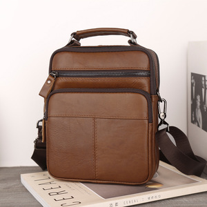 Men's Genuine Leather Crossbody <b>Bag</b> <b>Small</b> Durable Everyday Use Brown - Product Image 2