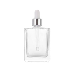 30ml <b>50ml</b> 100ml Frosted Clear Essential Oil Serum <b>Bottles</b> With Gold Silver White Dropper - Product Image 3