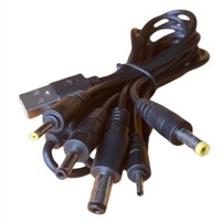Câble de charge rapide USB DC 5 en 1 |   5 embouts (5,5 mm/4,0 mm/3,5 mm/2,5 mm/2,0 mm) |   Longueurs de 1 m 20 cm |   Utilisation d'écouteurs pour ordinateur |   Noir/Blanc