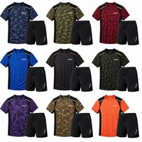 Set Kaos Gym Camo OEM Sublimasi, Model Longgar, Kaos Olahraga Fitness, Pakaian Olahraga, Logo Custom