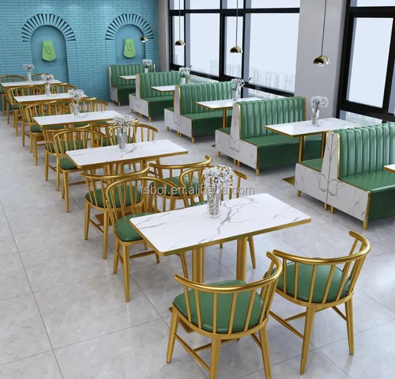 Online promi tisch und stuhl kombination Hamburg Western booth sofa sitz Coffee shop Restaurant holz tisch und gold stuhl